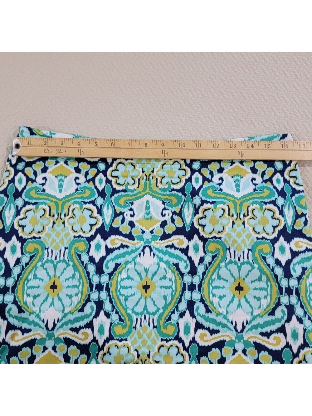 Jones New York Navy, Teal & Lime Patterned Pencil Skirt - Picture 4 of 8